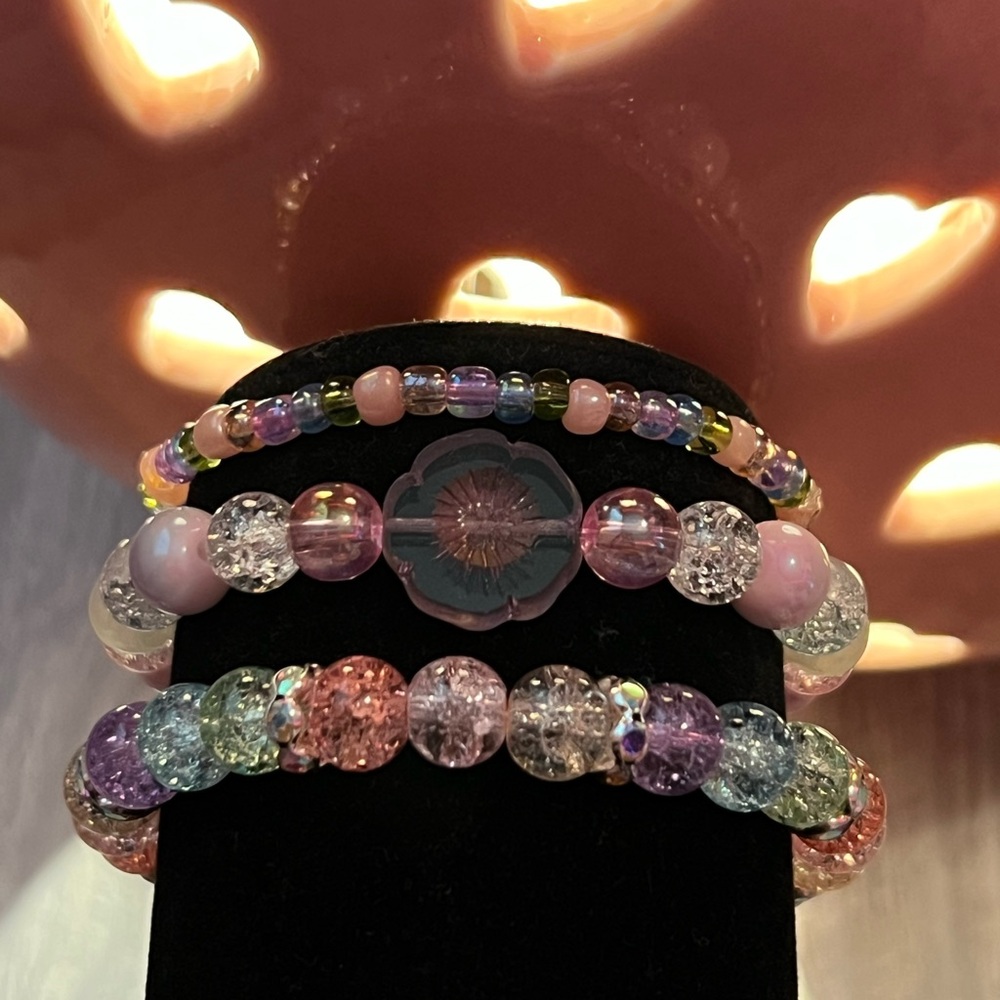 Glass bead bracelet set✨
